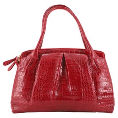 Nancy Gonzalez Pleated ZIp Tote Crocodile Medium
