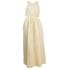 JIL SANDER yellow cotton & linen CUT OUT MAXI Dress 34 XS