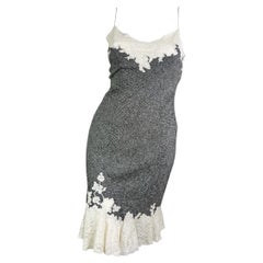 Used Dior by John Galliano Fall 1998 RTW Tweed Dress with Lace Trim