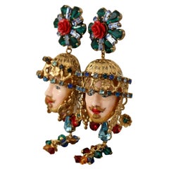 Dolce & Gabbana multicolour clip-on dangling pupi Carretto earrings 