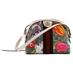 Gucci Ophidia Dome Shoulder Bag Flora GG Coated Canvas Small