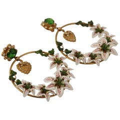 Dolce & Gabbana multicolour clip-on lilies floral earrings 