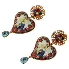 Dolce & Gabbana clip-on multicolour Sicily heart Maria crystals earrings 