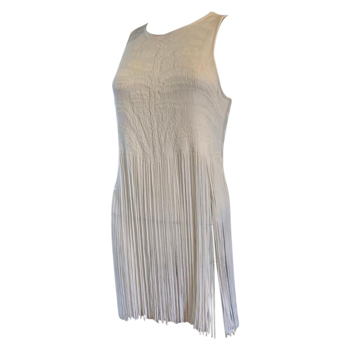 Roberto Cavalli collection tunic can actually be worn as a sexy mini dress with bikini bottoms. White animal pattern fine knit. Made in Italy. Purchased in Florence, Italy Cavalli boutique. italian size: 44. US size: 8