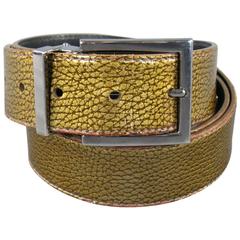 DOLCE & GABBANA Size 40 Gold Iridescent Leather Belt