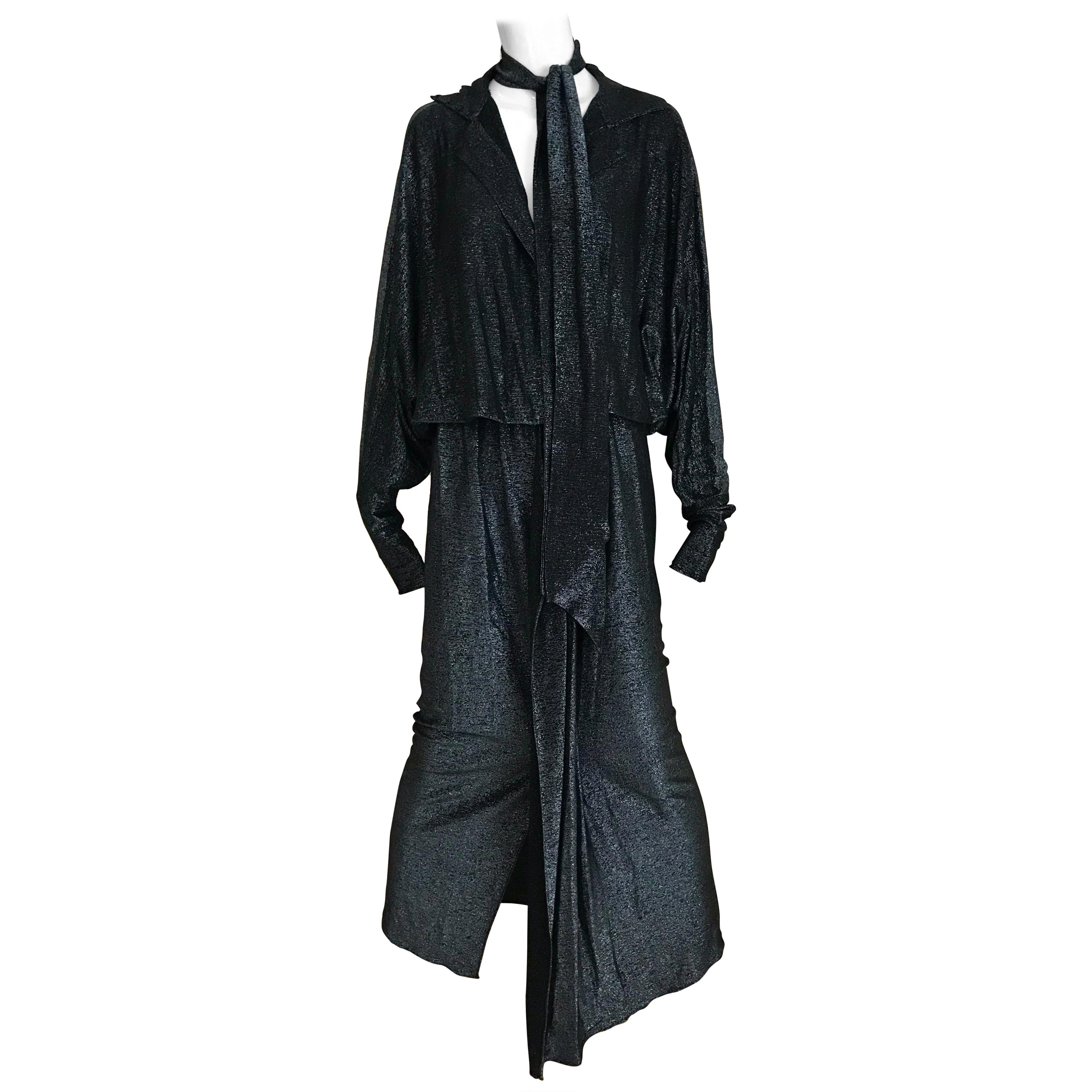 1970s Giorgio di Sant Angelo Black Metallic  Knit jersey Dress