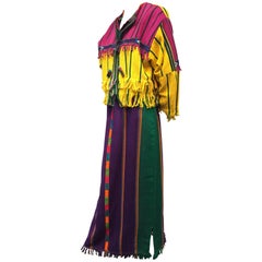 Vintage 2-Piece Hand-Woven Guatemalan Cotton Dress and Jacket w Cochina Dolls