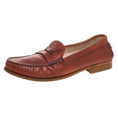 Tod's Brown Leather Penny Slip On Loafers Size 40