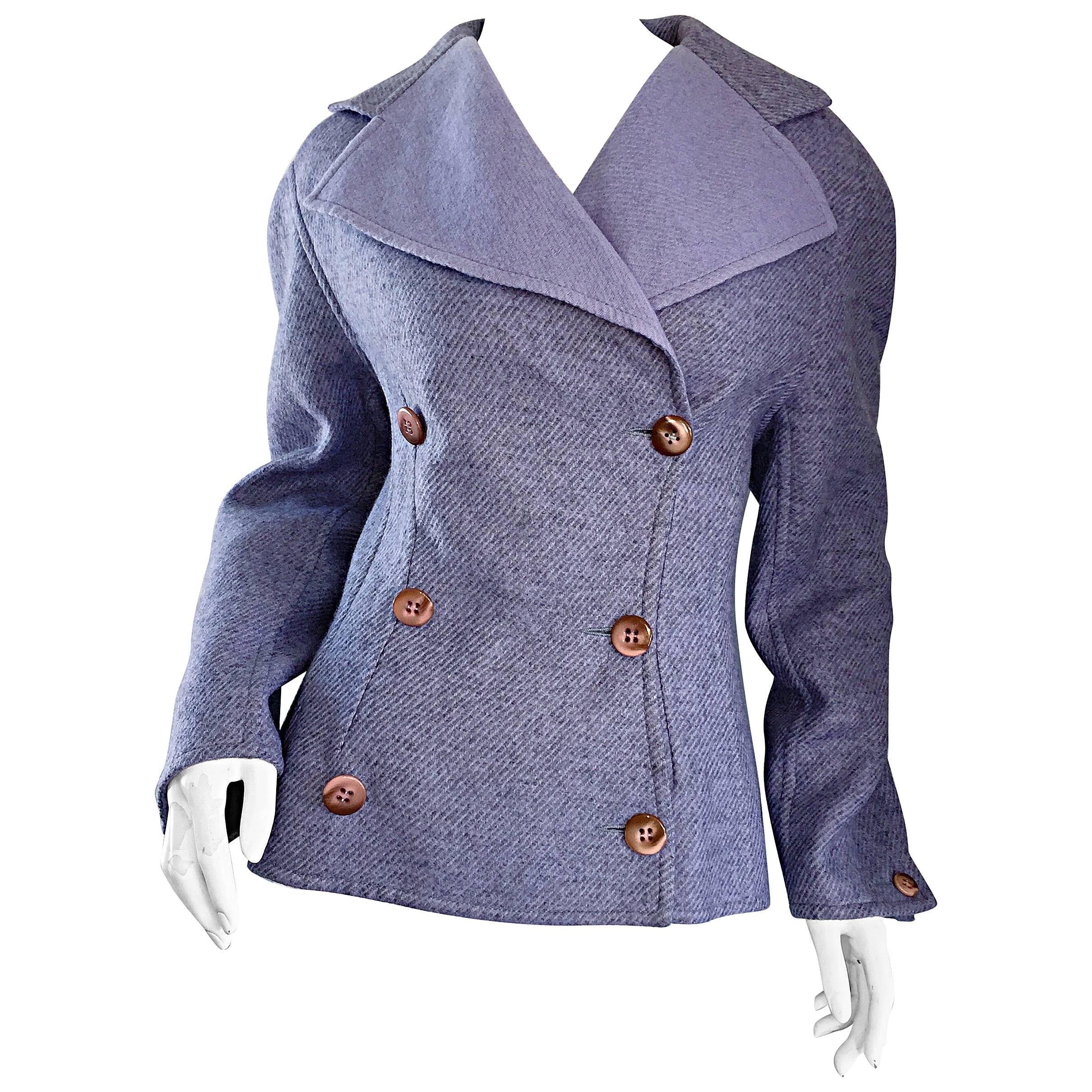 Bernard Perris Vintage lila Lavendel lila Lammwolle Peacoat Jacke Größe 10 12 im Angebot