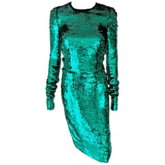 Dolce & Gabbana F/W 2011 Runway Unworn Sequin Embellished Green Evening Dress