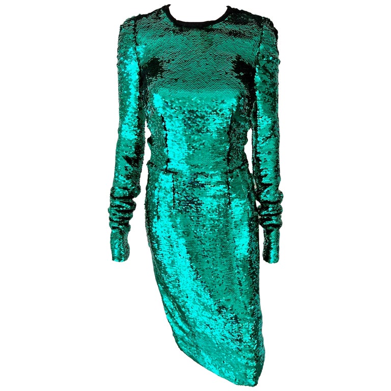 Dolce and Gabbana F/W 2011 Runway Unworn Sequin Embellished Green Evening  Dress For Sale at 1stDibs