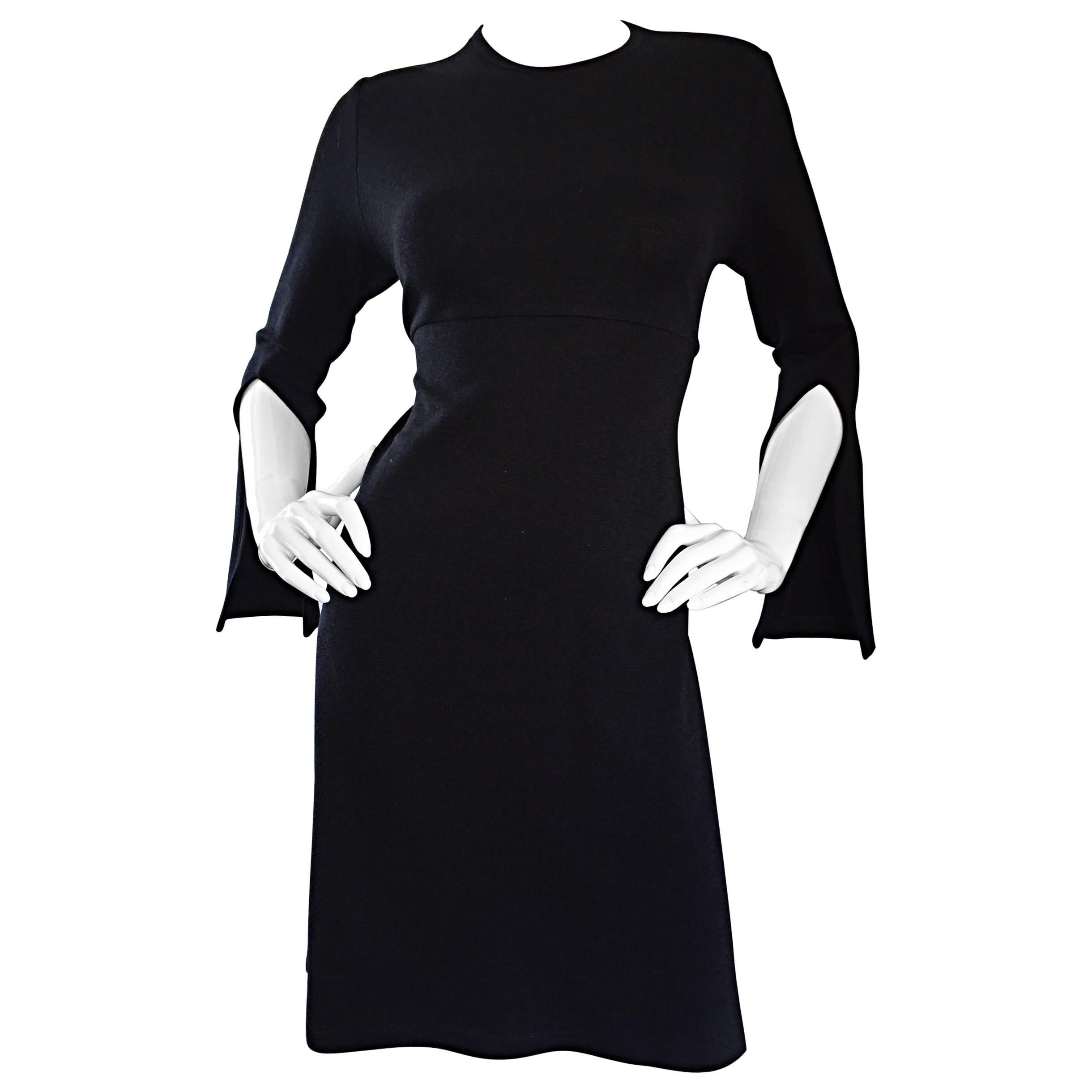 1990s Morgane Le Fay ' Slash Sleeve ' Black Long Sleeve Tie Belted Vintage Dress For Sale