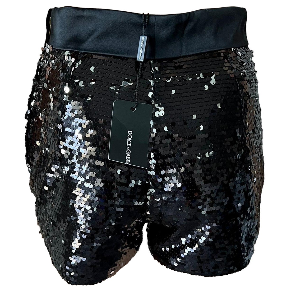 Dolce & Gabbana F/W 2011 Unworn Sequin Embellished Black Hot Pants Mini Shorts  For Sale