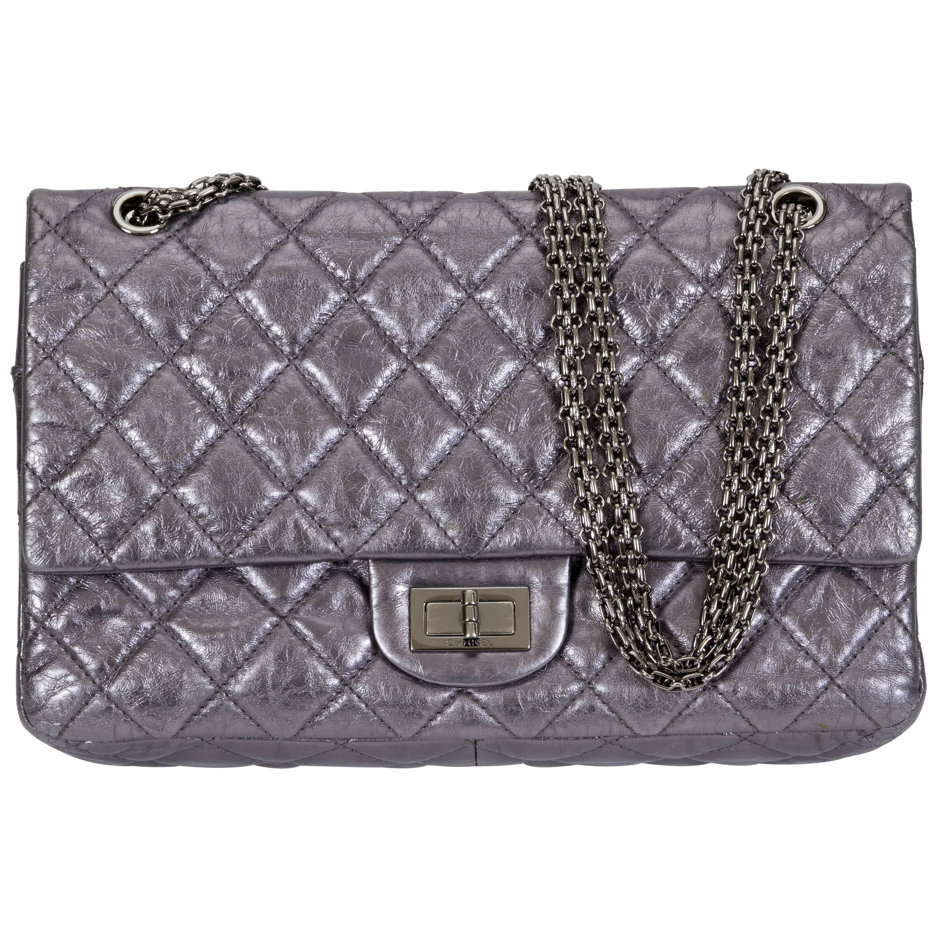 Chanel Jumbo Pewter Metallic Reissue Bag