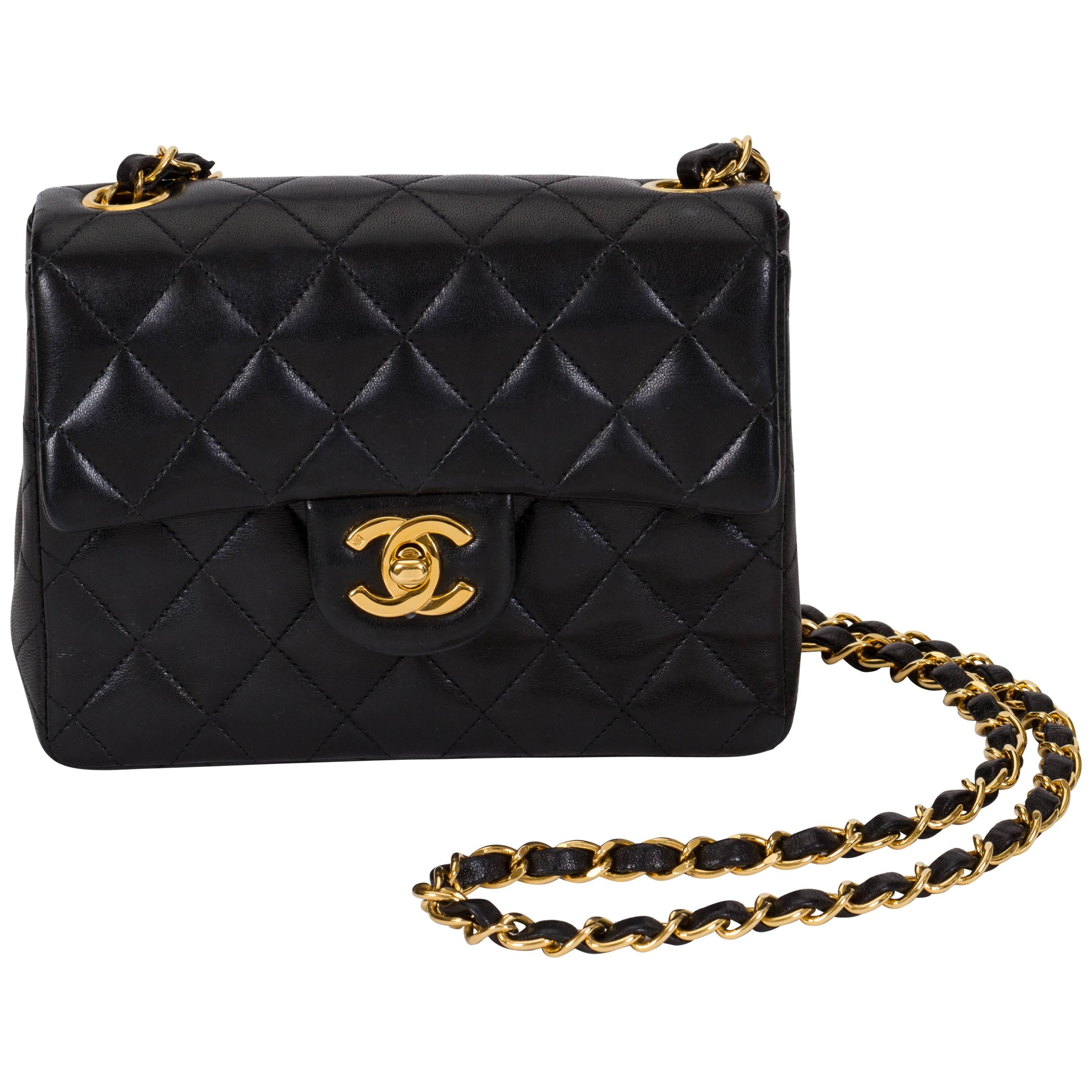 Chanel Black Leather Mini Classic Flap Bag at 1stDibs