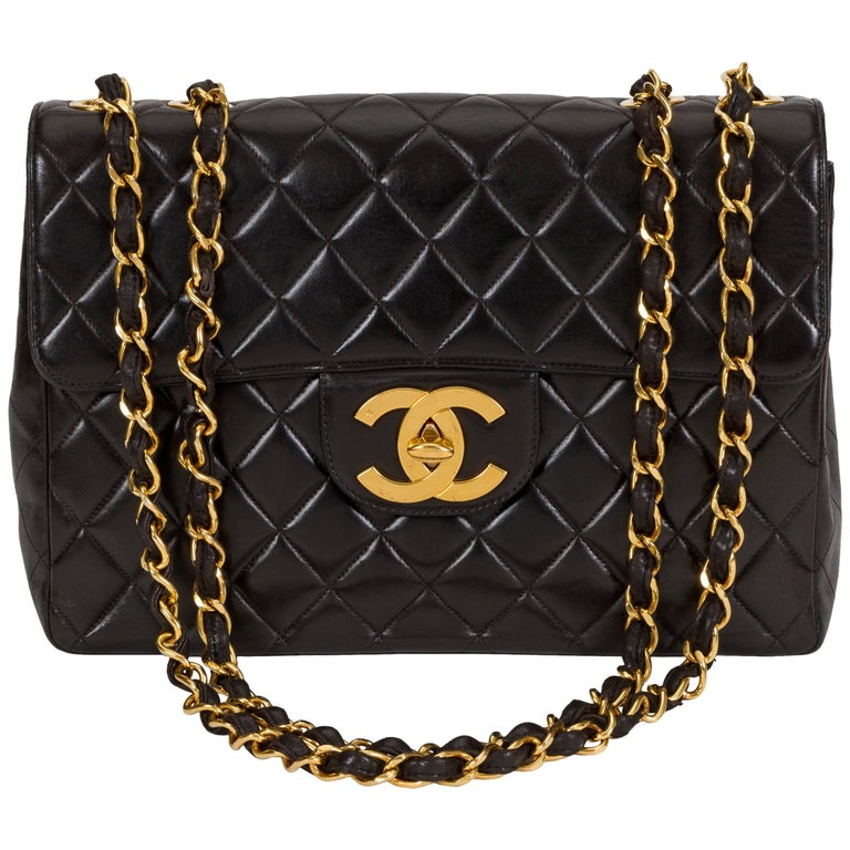 Chanel Black Jumbo With Large CC Logo Bag at 1stDibs | chanel logo bag, chanel  big logo bag, cc bags