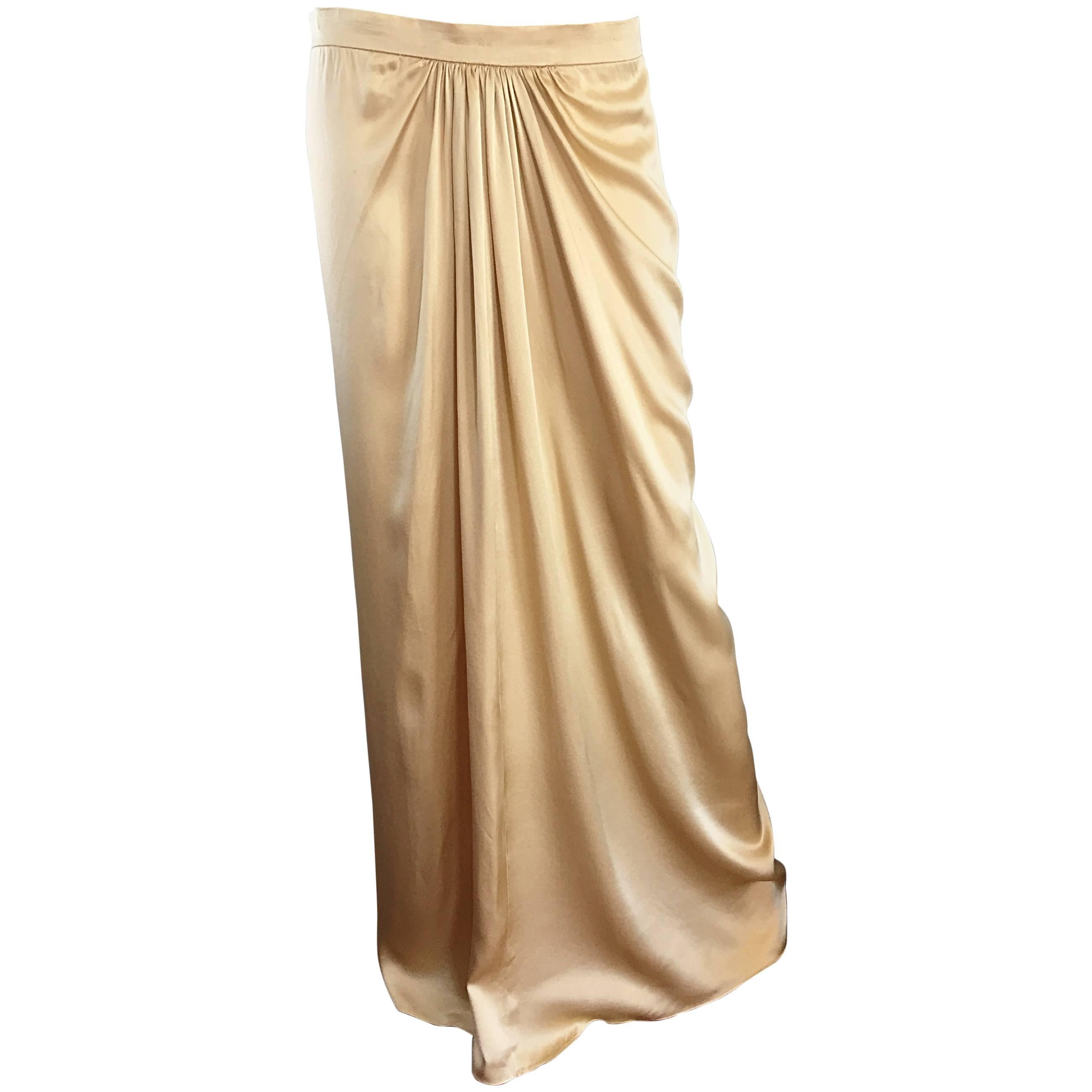 Pamela Dennis Couture Vintage Gold ' Liquid ' Silk Grecian Long Evening Skirt