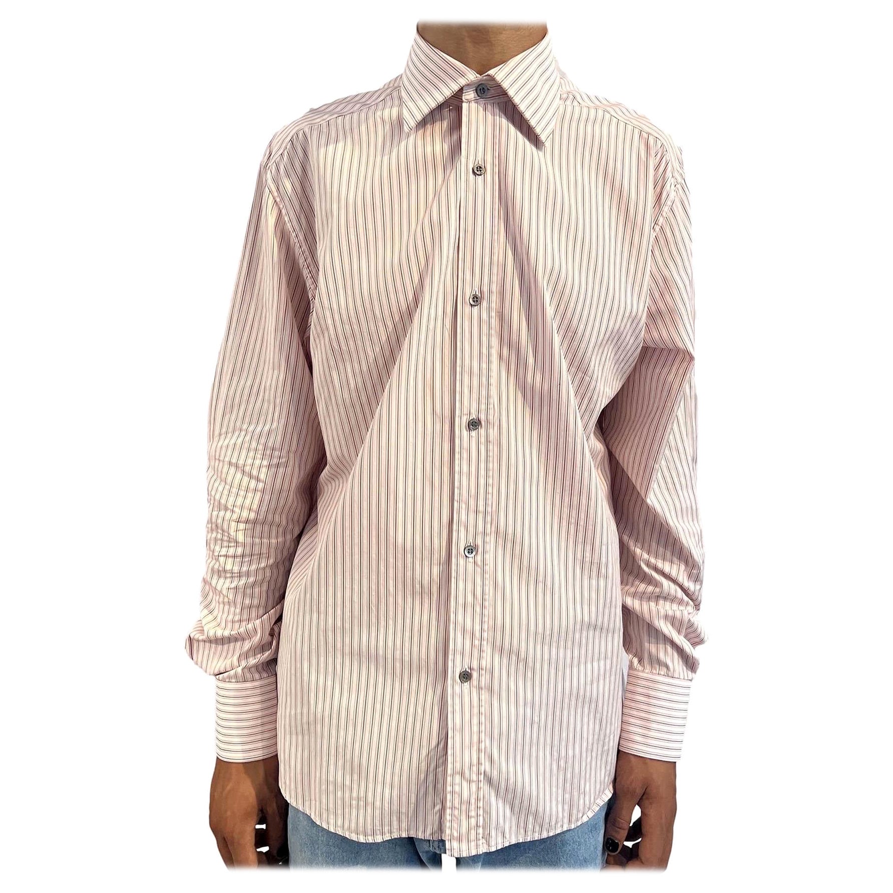 1990S Gucci Pink Cotton Tom Ford Era Men’S Shirt For Sale