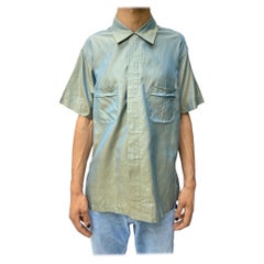 1950S Jayson Metallic Teal Silk Gray Tone Shirt