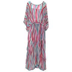 Giorgio Sant' Angelo Silk Chiffon Ribbon Maxi Dress