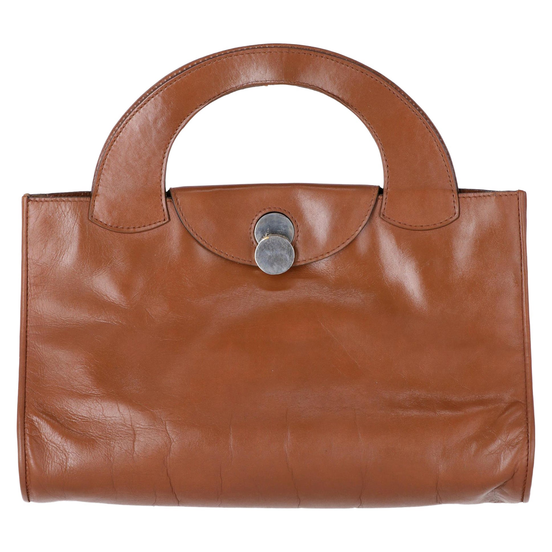 1970s Gherardini Vintage brown leather handbag For Sale