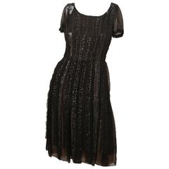 Oscar de la Renta Black Silk Dress with Sequins 10