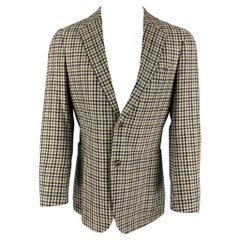 SUIT SUPPLY Size 38 Cream Navy Green Checkered Notch Lapel Sport Coat