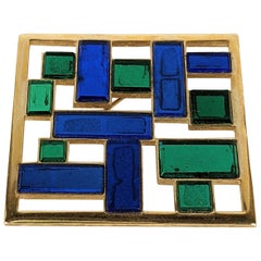 Vintage Trifari Mirrored Mosaic Pop Art Brooch