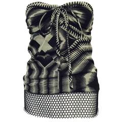 Jean Paul Gaultier Soleil Tribal Print Strapless Stretch Top With Wide Net Hem 12