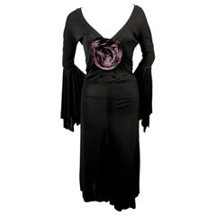 2003 TOM FORD for YVES SAINT LAURENT black runway dress with rose
