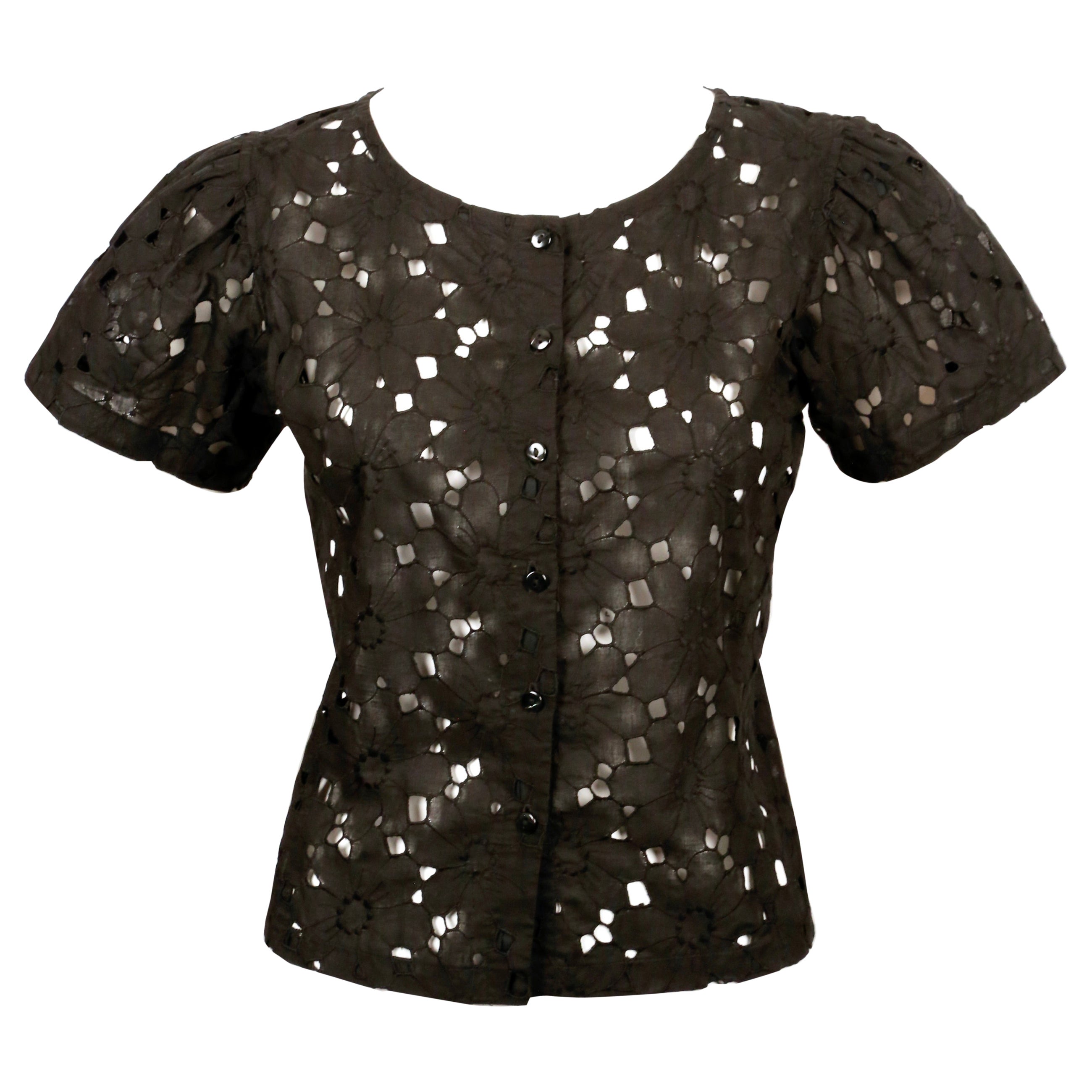 1980's KENZO TAKADA black lace button up blouse