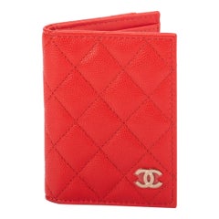 Chanel Neue Koralle Kaviar Bifold Brieftasche
