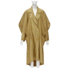 ISSEY MIYAKE Used 1980s gold beige parachute draped back trench coat M