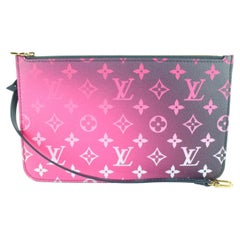 Louis Vuitton Monogram Midnight Fuchsia Neverfull Pochette MM Wristlet 42lk511s