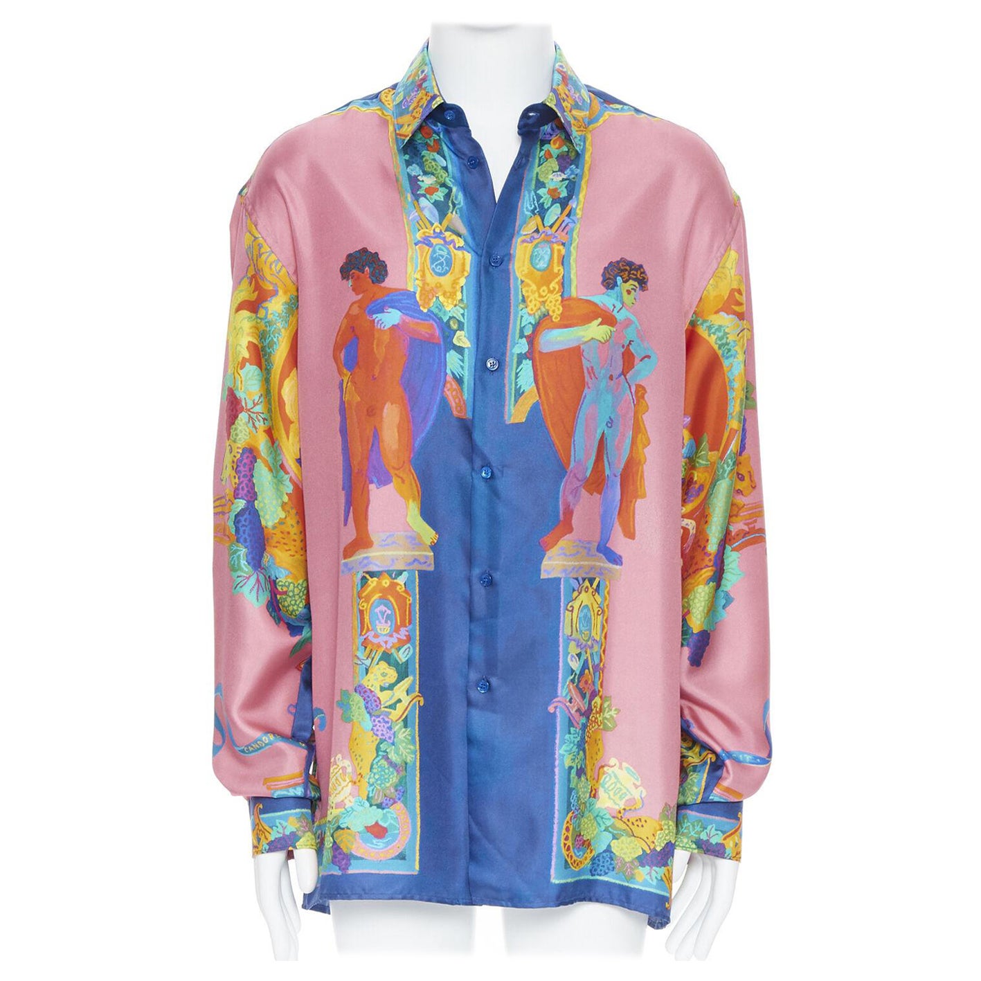 new VERSACE 2020 Runway Andy Dixon Caravaggio Archive pink silk shirt EU39 M