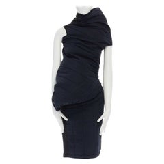 COMME DES GARCONS Robe moulante irrégulière rembourrée bleu marine Lumps Bumps 1996, taille S