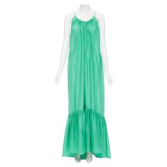 KALITA Brigitte Jade Green silk habotai open dipped back tier pleated dress XXS