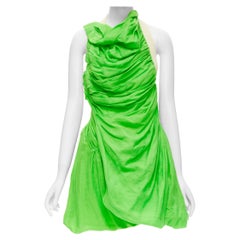 runway JUNYA WATANABE 2007 green ruched cotton halter backless bundle dress S