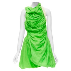 Laufsteg JUNYA WATANABE 2007 Grünes rückenfreies Bündelkleid aus Baumwolle mit Rüschen S