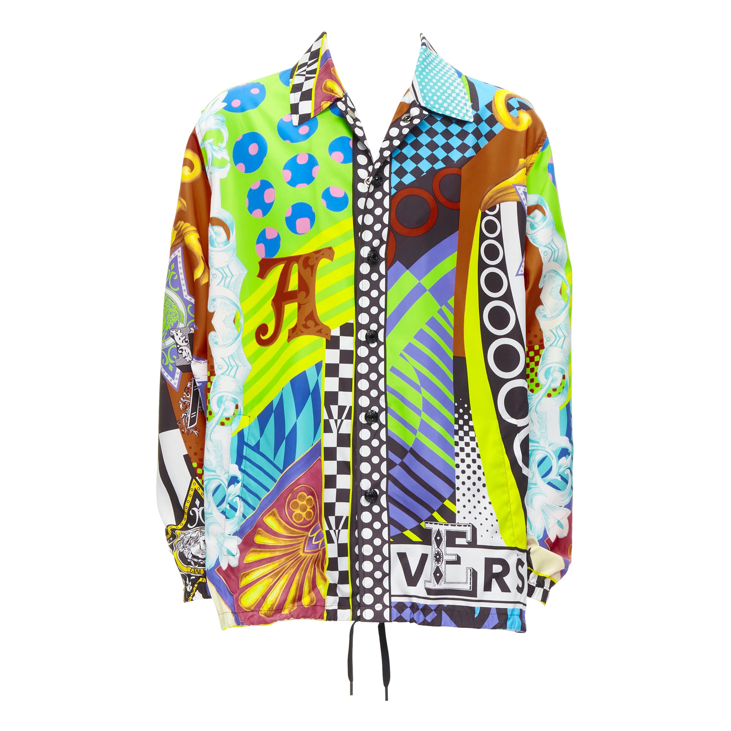 new VERSACE 2020 Runway Pop Temple nylon windbreaker over shirt jacket IT50 L For Sale