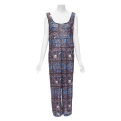 COMME DES GARCONS Used 1990 Church Stained Glass print jumpsuit M