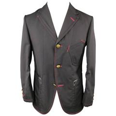 JUNYA WATANABE 36 Black Wool / Mohair Red Stitching Sport Coat