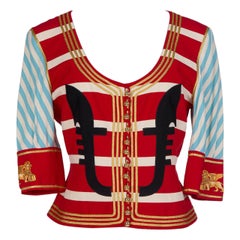 Vintage 1989 MOSCHINO COUTURE Red Blue Venice Gondolier Jacket Cruise Me Baby Collection
