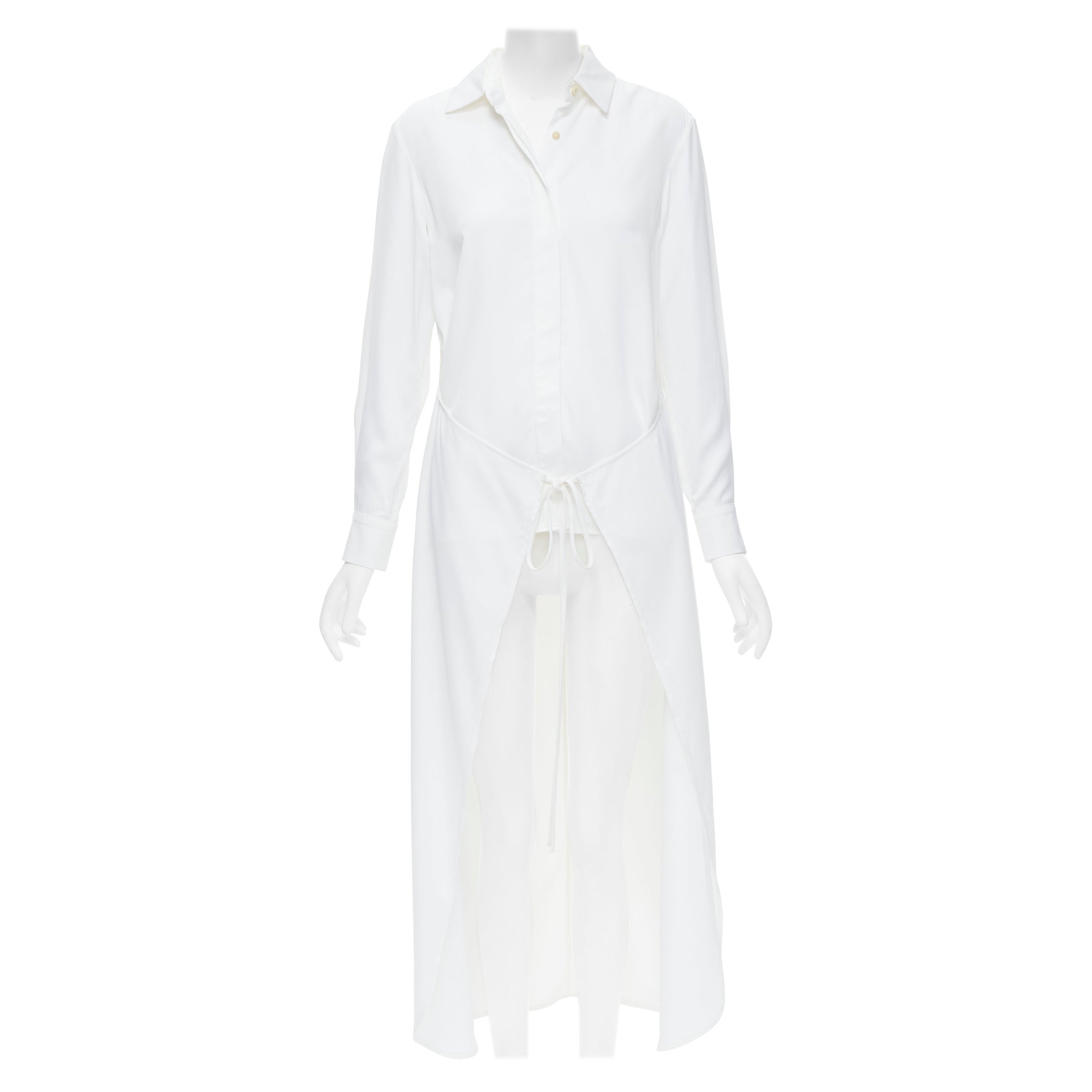 ROSETTA GETTY white viscose  long sleeve high low train hem shirt top US2 XS For Sale
