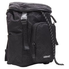 new VERSACE Greca black nylon white Medusa buckle Technical backpack