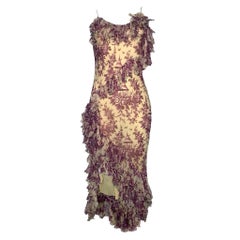 John Galliano F/W 2003 pink “Toile de Jouy” ruffled silk dress 