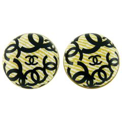 Chanel Printed Logos Clip-On Earrings Spring 2002 10
