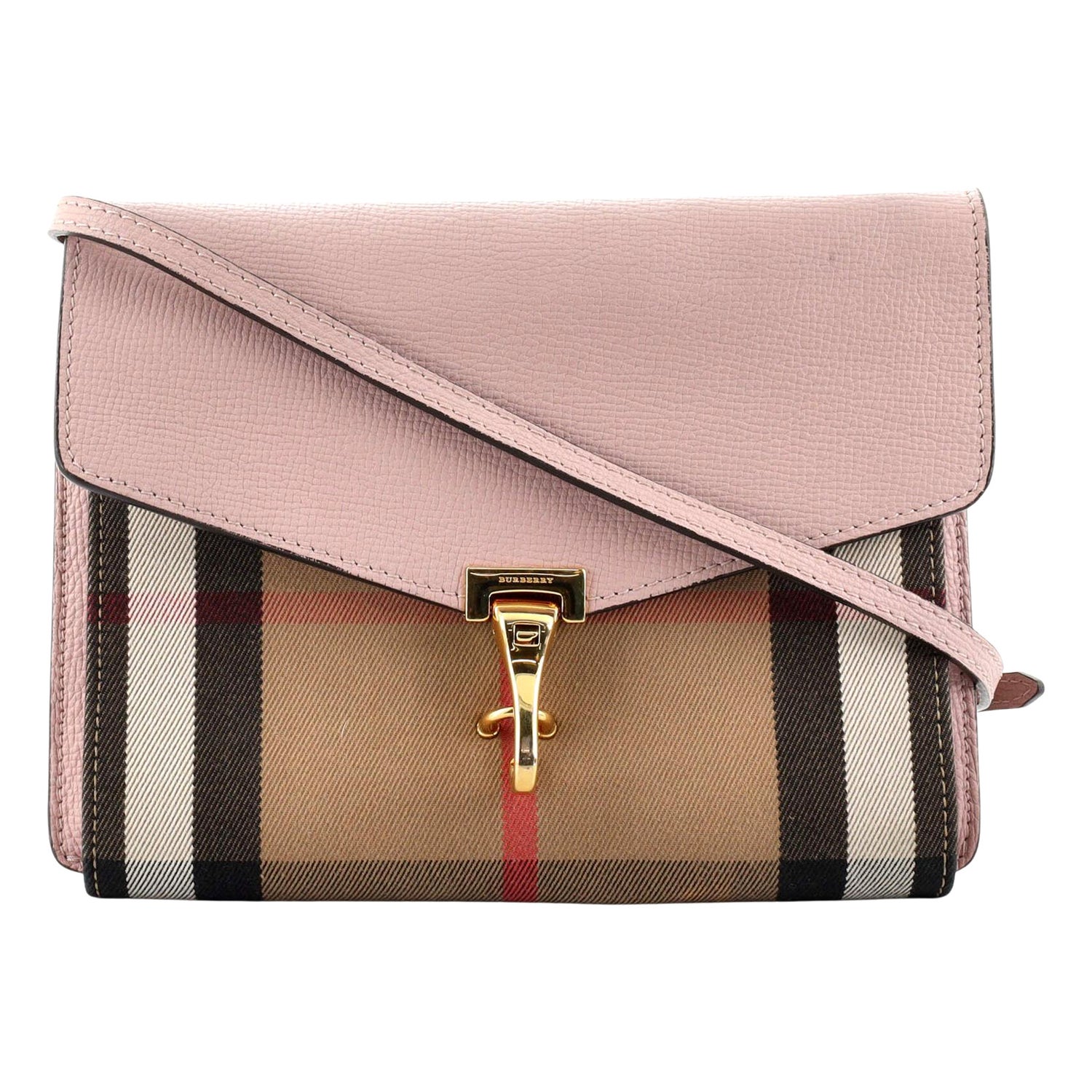 Burberry Macken Crossbody Bag Leather and House Check Canvas Small at  1stDibs