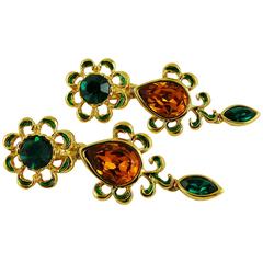 Yves Saint Laurent YSL Vintage Jewelled Dangling Earrings 5