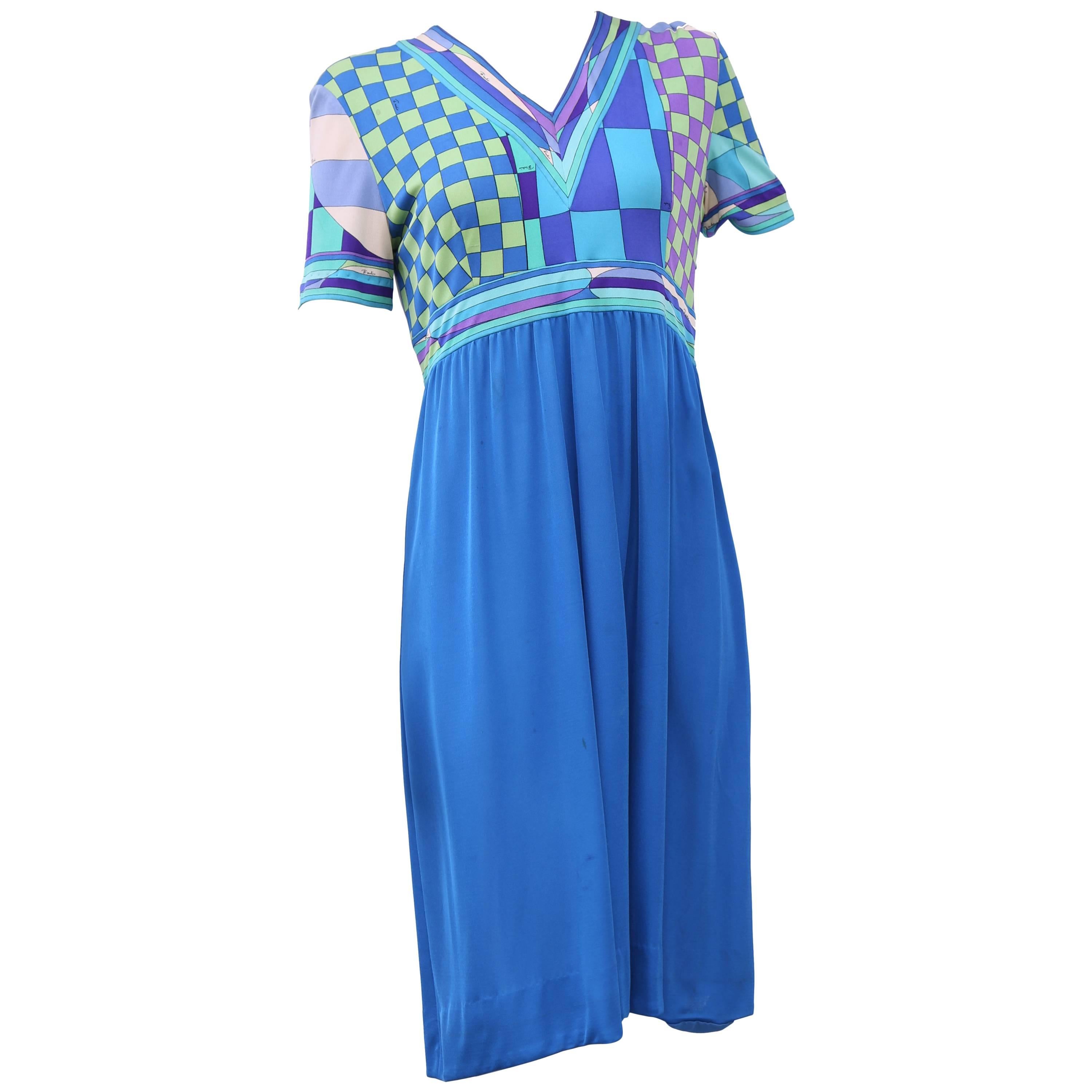 1960s blue and print pucci dress - 